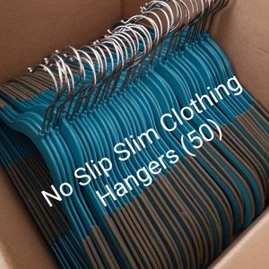 Squared Away No Slip Slim Clothing Hangers in Turquoise (Set of 50)